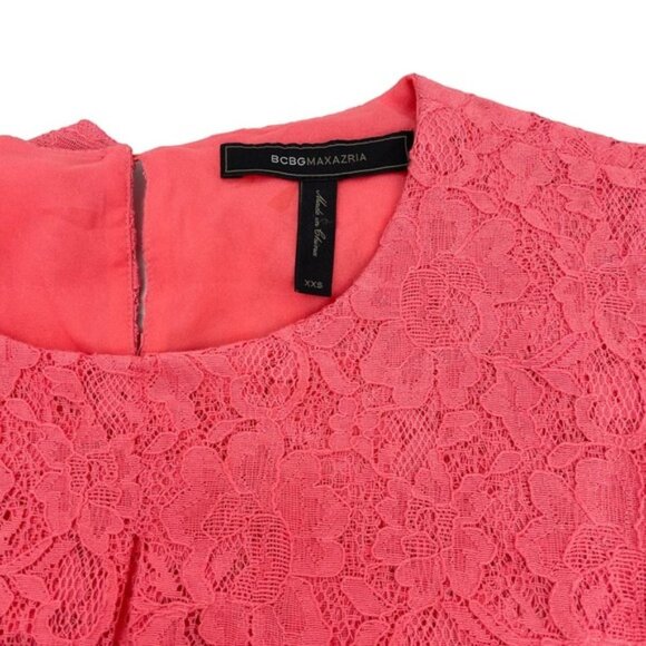 BCBGMAXAZRIA Amelie Draped Sleeveless Lace Dress XXS Pink - Picture 7 of 9